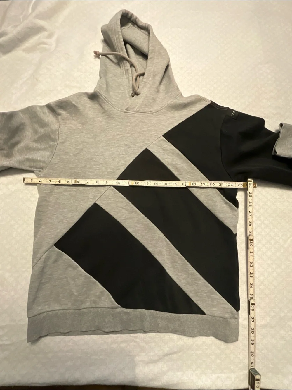 adidas Men's Gray & Black Diagonal Panel Hoodie